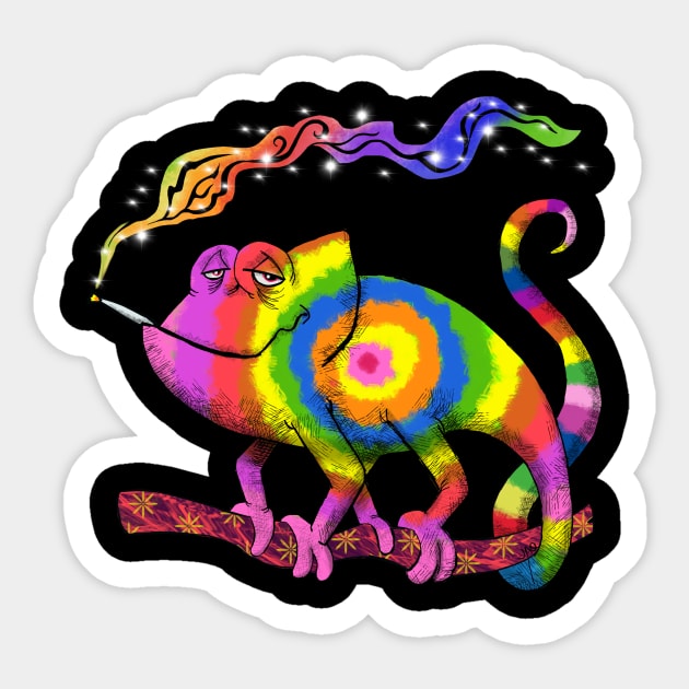 Stoner Chameleon Sticker by wolfmanjaq